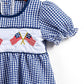 Girls USA Festive Embroidered Plaid Short Sleeve Dress