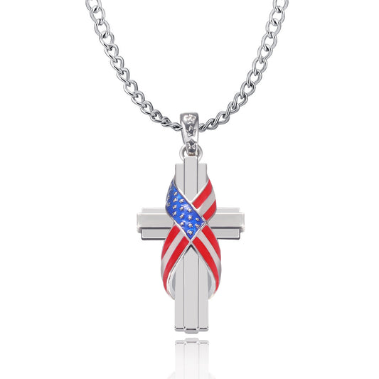 American Style Flag Cross Pendant Men's Necklace