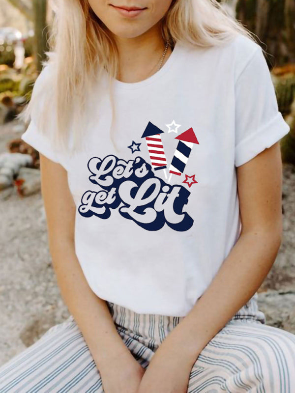 Women's Usa Flag Short Sleeve Graphic T-shirt