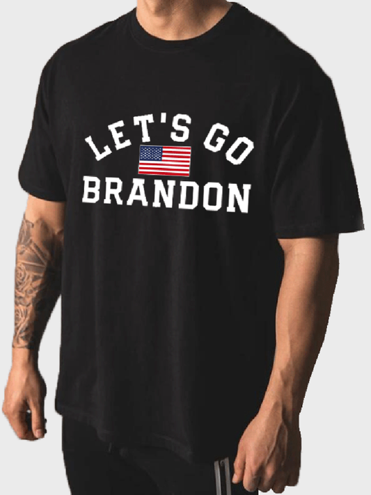 Men's Let's Go Brandon America Flag Graphic Print Tee